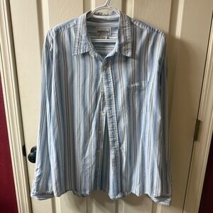 Aeropostale Classic American Style Blue Stripe Button Up Shirt Size L 100 Cotton